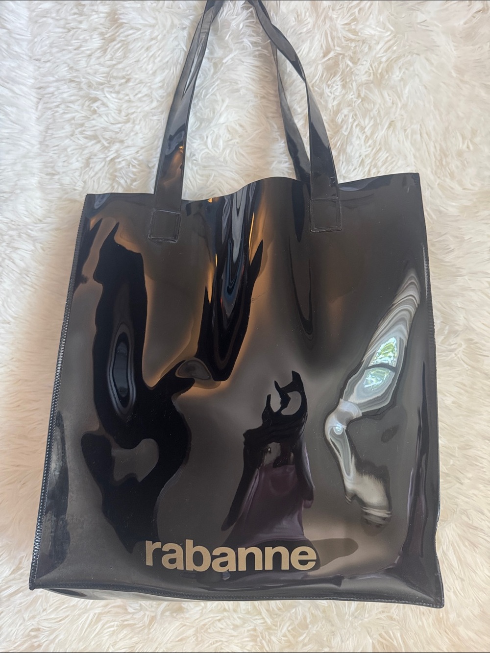 Paco Rabanne Black Glossy Tote Bag